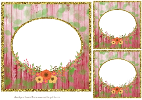 3 Floral frame with gold edge card fronts/toppers 7