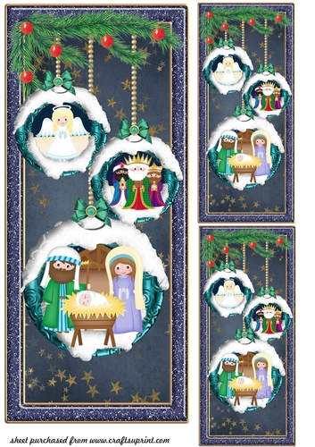 3 Nativity bauble card fronts/toppers