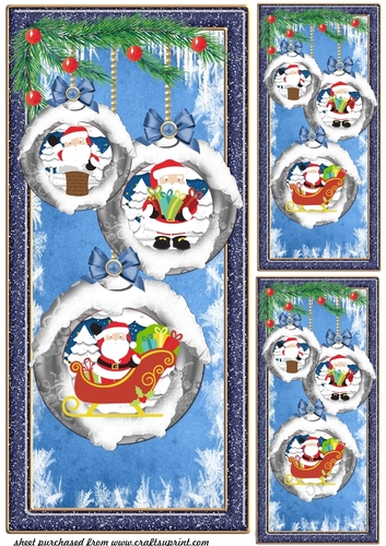 3 Santa bauble card fronts/toppers 1