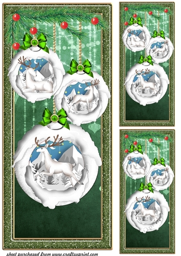 3 Stag bauble card fronts/toppers
