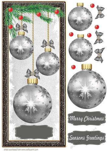 Silver baubles card front