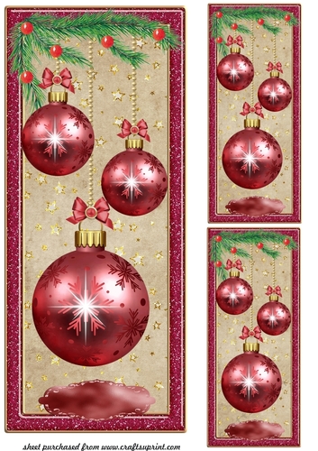 3 Red baubles card fronts/toppers