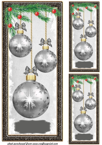 3 Silver baubles card fronts/toppers