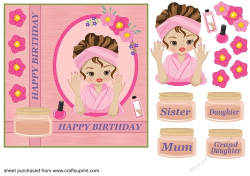 Brown haired manicure girl card front