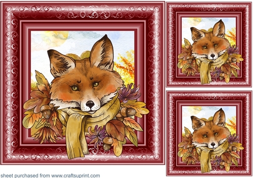 3 Autumn fox card fronts/toppers