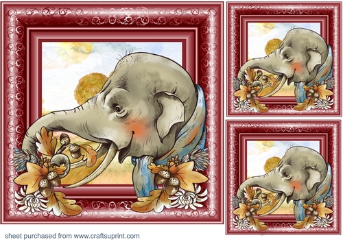 3 Autumn elephant card fronts/toppers