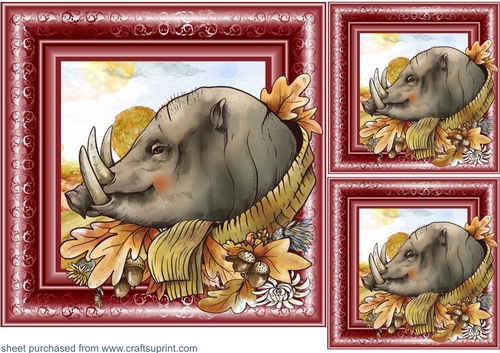 3 Autumn warthog card fronts/toppers