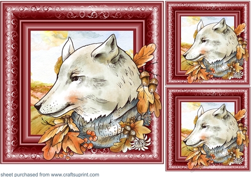 3 Autumn wolf card fronts/toppers