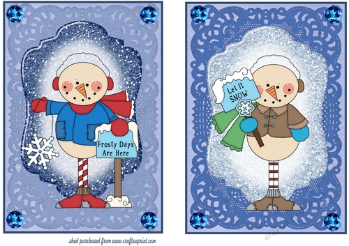 2 Frosty snowman card fronts 1