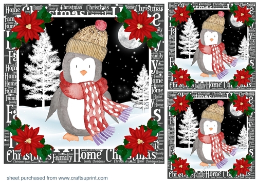 3 Christmas penguin card fronts/toppers
