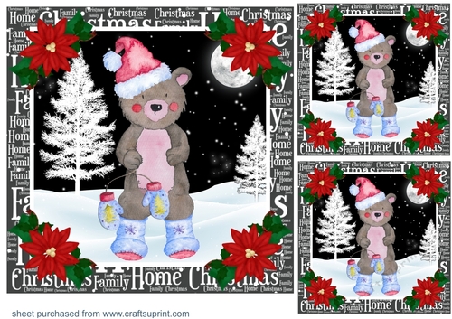 3 Christmas bear card fronts/toppers 1