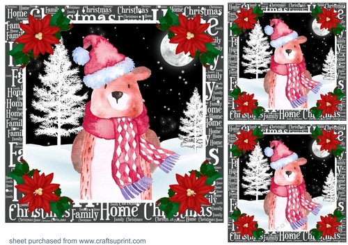 3 Christmas bear card fronts/toppers 2