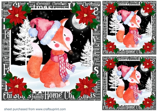 3 Christmas fox card fronts/toppers 1