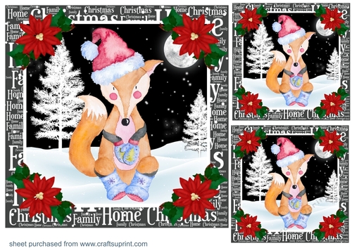 3 Christmas fox card fronts/toppers 2