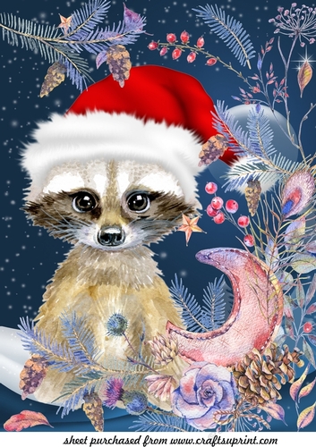 Large Christmas raccoon topper