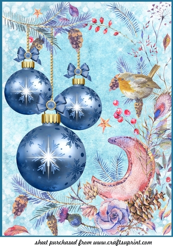 Large blue Christmas baubles topper 1