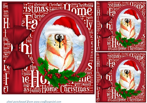 3 Christmas cat card fronts/toppers