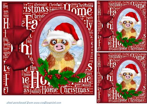 3 Christmas bull card fronts/toppers