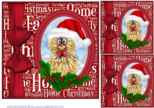 3 Christmas cockerel card fronts/toppers