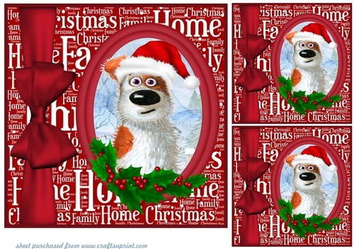 3 Christmas dog card fronts/toppers