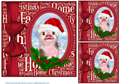 3 Christmas pig card fronts/toppers