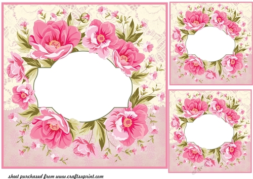 3 Pink floral card fronts/toppers 1