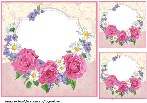 3 Pink floral card fronts/toppers 2