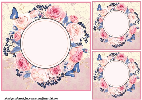3 Pink floral card fronts/toppers 3