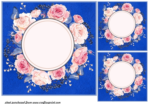 3 Pink and blue floral card fronts/toppers