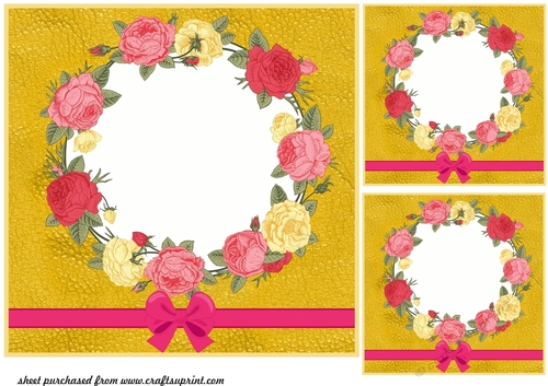 3 Pink and cream floral card fronts/toppers
