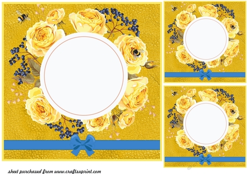 3 Yellow floral card fronts/toppers