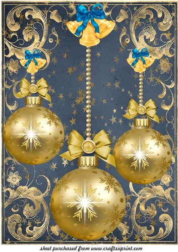 Large blue and gold Christmas bauble topper
