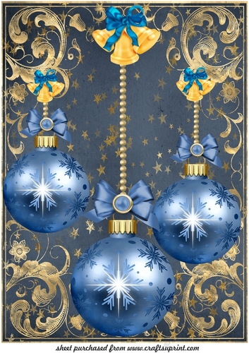 Large blue and gold Christmas bauble topper 2