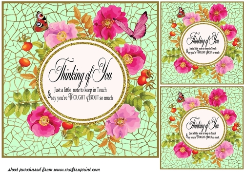 3 Floral Thinking of you card fronts/toppers