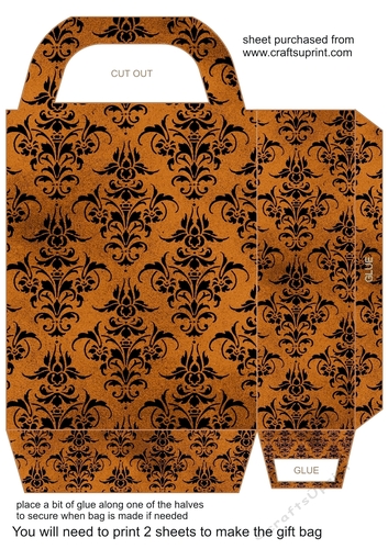 Halloween orange damask gift bag