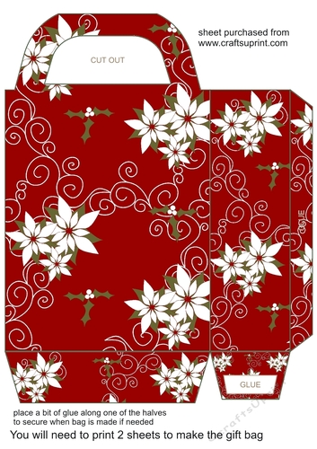 Red Poinsettia gift bag