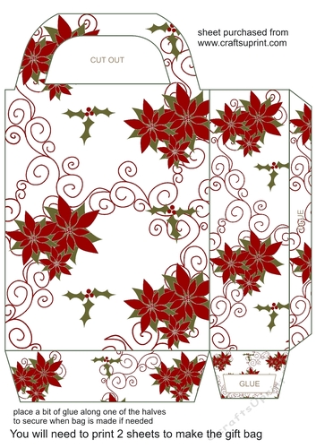 White Poinsettia gift bag