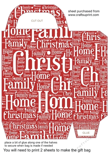 Red Christmas words gift bag 1
