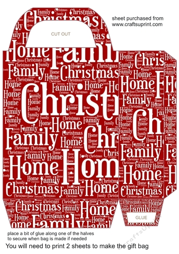 Red Christmas words gift bag 2