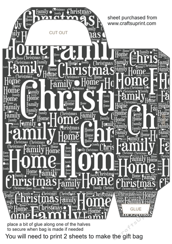 Black Christmas words gift bag 1