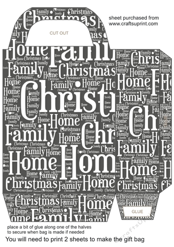 Black Christmas words gift bag 2