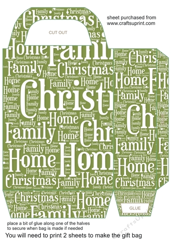 Green Christmas words gift bag 