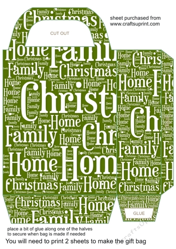 Green Christmas words gift bag 2