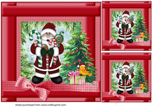 3 Red Santa card fronts/toppers