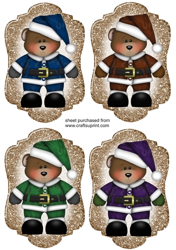4 Santa bear toppers