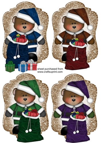 4 Santa bear with pressies toppers