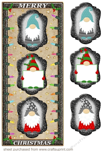 Merry Christmas gnomes trio card front