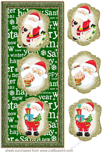 Green Santa trio card front