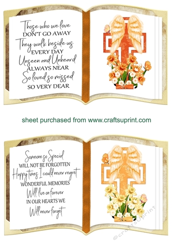 2 Orange sympathy faux book toppers