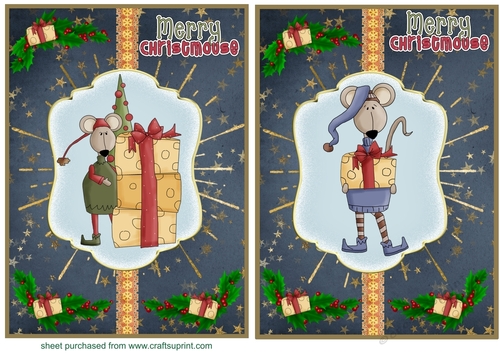 2 Merry Christmouse card fronts/toppers 1